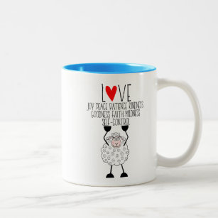 "Jehovah's Sheep - Fruitages of the Spirit"  Two-Tone Coffee Mug