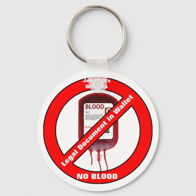 Jehovah's Witness No Blood Keychain (Front)