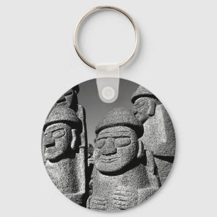 Jeju Stone Grandfather Statues Harubang BW Keychain