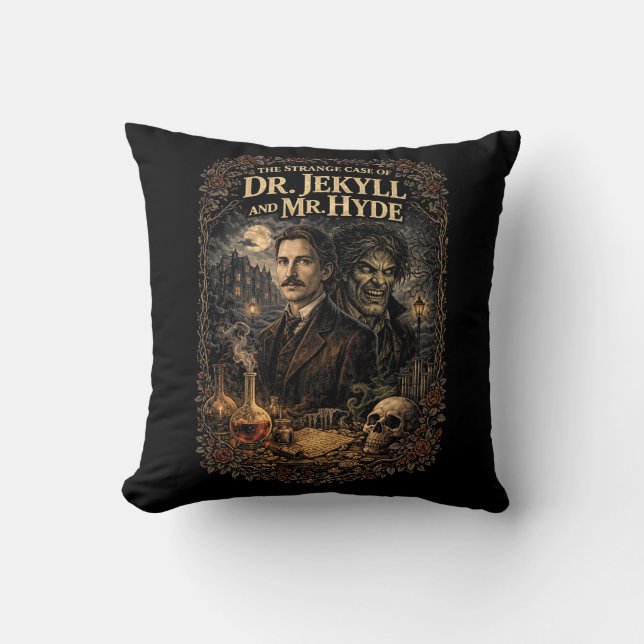 Jekyll and Hyde Throw Pillow (Front)
