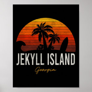Jekyll Island Beach Georgia Ga Palms Vacation Surf Poster