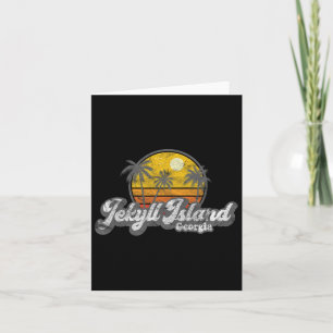 Jekyll Island Ga 70's Retro Fishing Boating Beach Card
