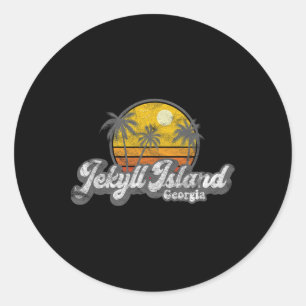 Jekyll Island Ga 70's Retro Fishing Boating Beach Classic Round Sticker