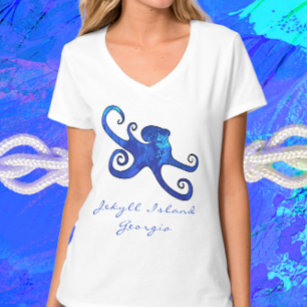 Jekyll Island GA Ocean Blue Octopus T-Shirt