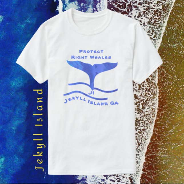 Jekyll Island GA Right Whale Fins and Waves T-Shirt (Celebrate amazing Jekyll Island)