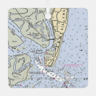 Jekyll Island Georgia Coast Map  Metal Ornament