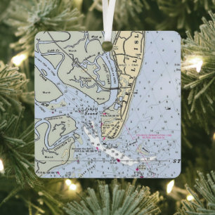 Jekyll Island Georgia Coast Map Metal Ornament