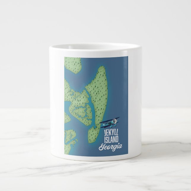 Jekyll Island Georgia USA map Large Coffee Mug (Front)