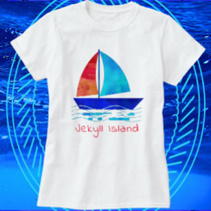 Jekyll Island Georgia Vacation Watercolor Sailboat T-Shirt