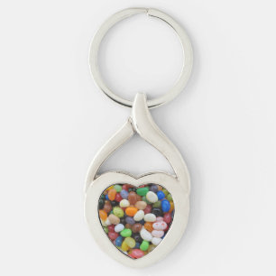 Jelly Bean black blue green Candy Texture Template Keychain