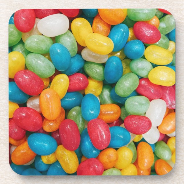 Jelly Bean Candies Colourful Coaster (Front)
