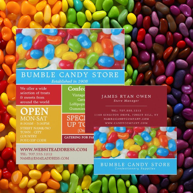 Jelly Bean Candy, Confectionery Supplies Business Card (Creator Uploaded)