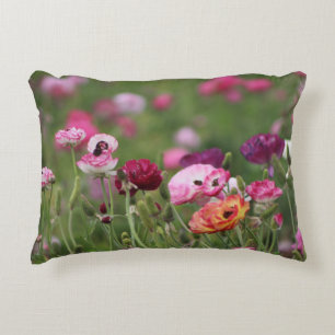 Jelly Bean Colored Ranunculus Accent Pillow