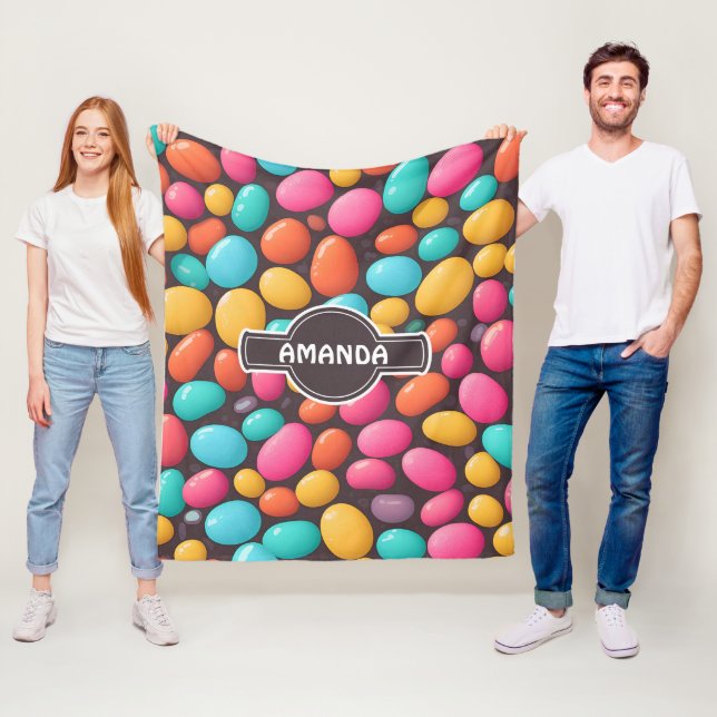 Jelly bean Mosaic Colourful Personalized Pattern Fleece Blanket (In Situ)
