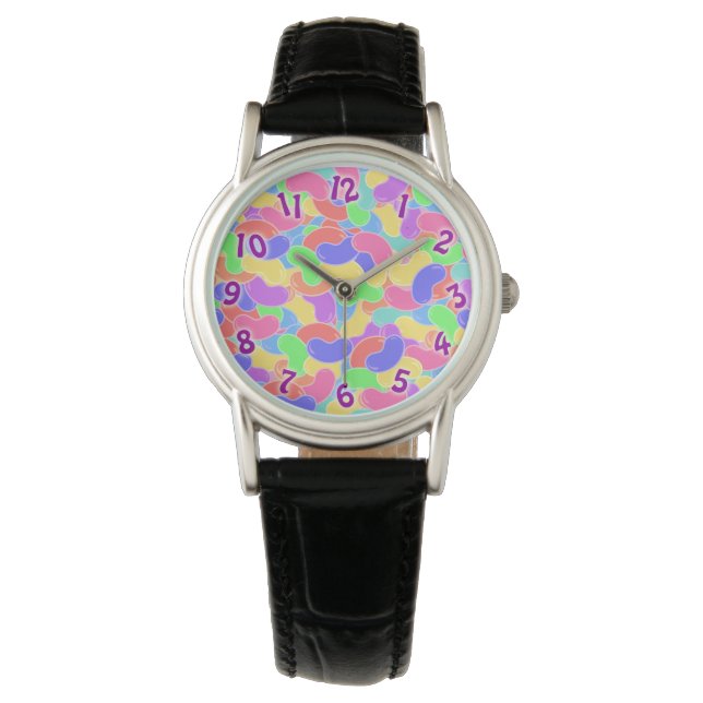 Jelly Bean Scene Cute Colourful Candies Watch (Front)