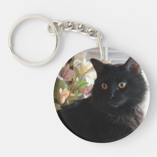 Jelly Bean, the black licorice cat, key chain (Front)