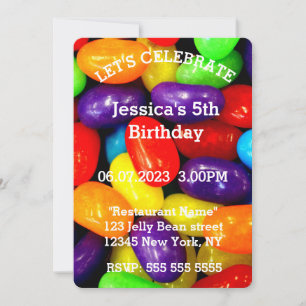 Jelly Beans 5th Birthday Candy Sweets Colourful Invitation