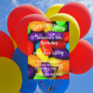 Jelly Beans Birthday Candy Sweets Colourful Cute Magnetic Invitation