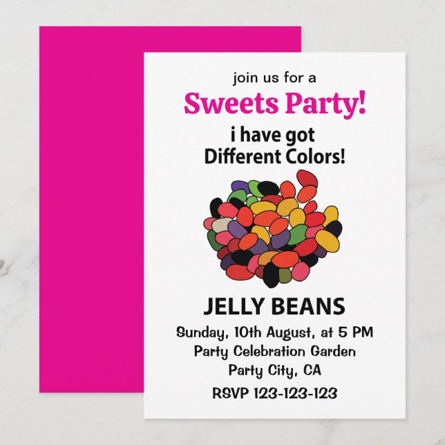 Jelly Beans Colourful Funny Jelly Beans Invitation (Front/Back)
