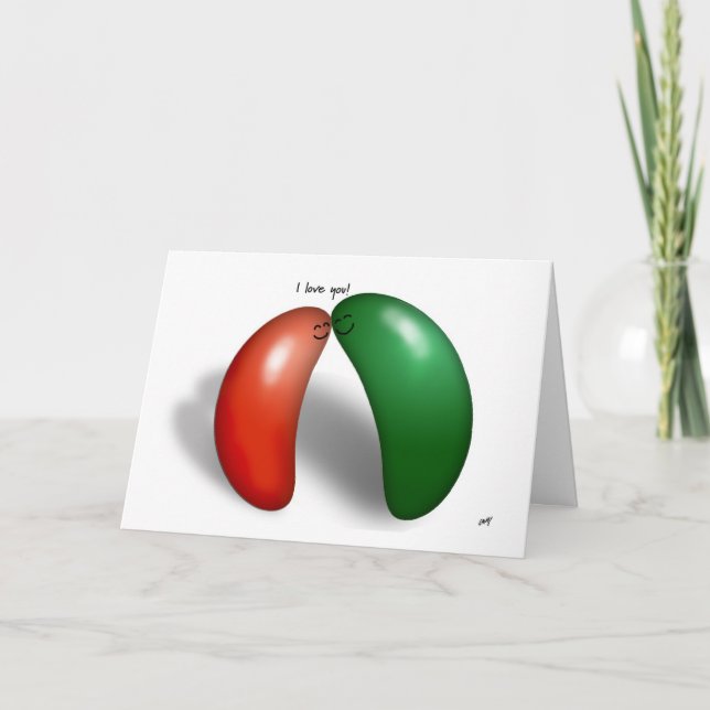 Jelly Beans. Je t'aime ! Carte de dessin. (Devant)