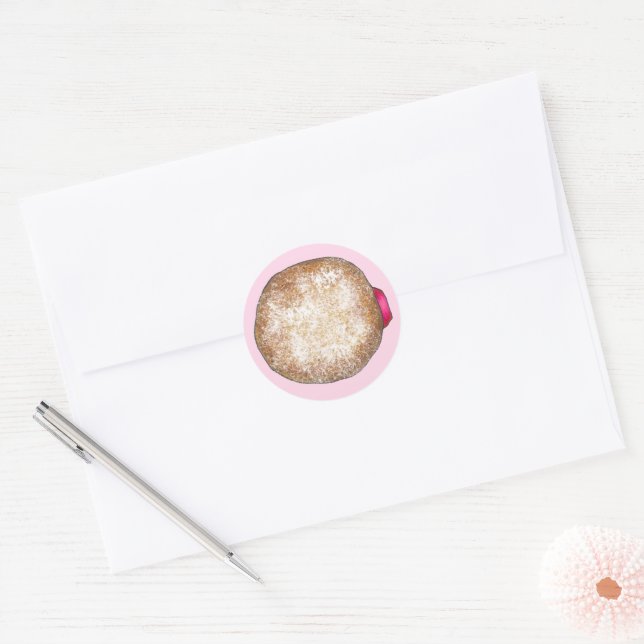 Jelly Doughnut Doughnut Hanukkah Chanukkah Sufgani Classic Round Sticker (Envelope)