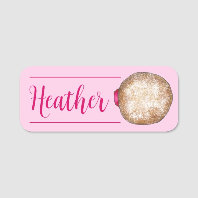 Jelly Doughnut Doughnut Shop Bakery Pastry Chef Fo Name Tag (Front)