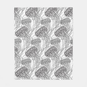 Jelly Fish Doodle Fleece Blanket