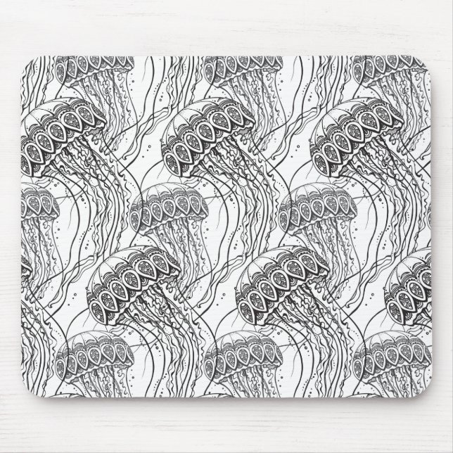 Jelly Fish Doodle Mouse Pad (Front)