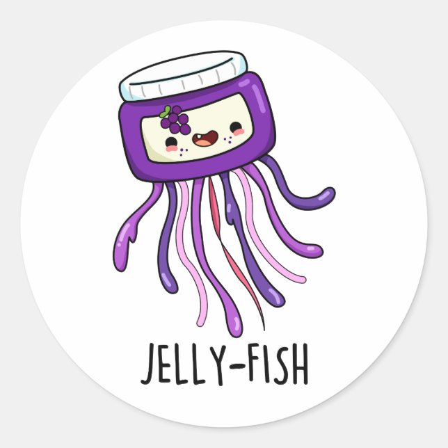 Jelly-fish Funny Jelly Jar Pun  Classic Round Sticker (Front)