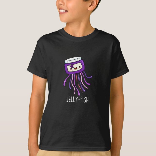 Jelly-fish Funny Jelly Jar Pun Dark BG T-Shirt (Front)