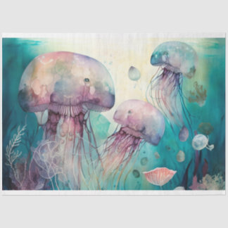 Jelly Fish Watercolor Decoupage Tissue Paper