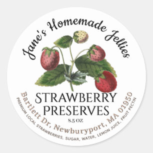 Jelly Label Vintage Homemade Strawberry Preserves 