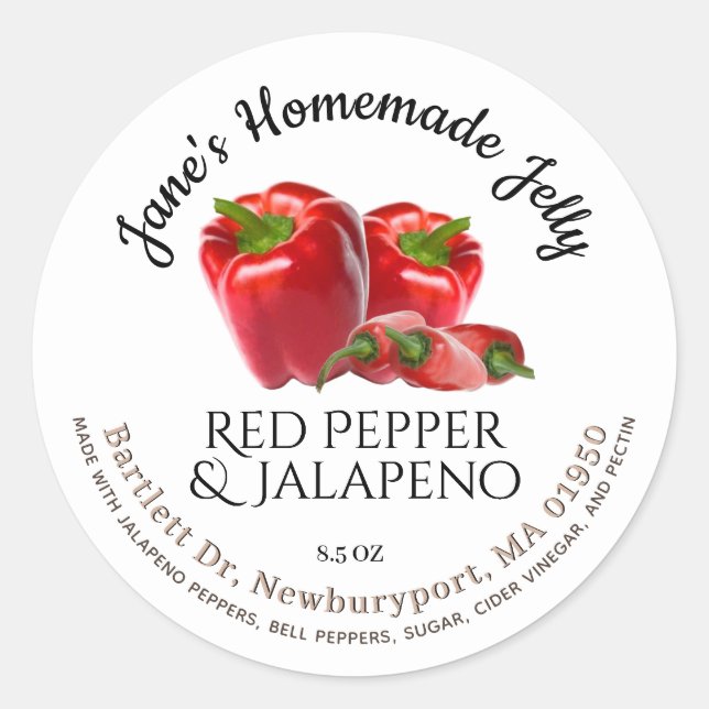 Jelly Label Vintage Jalapeño and Red Pepper (Front)