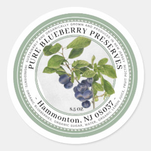 Jelly Label with Vintage Blueberry Illustration