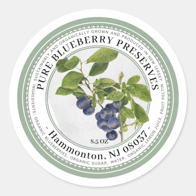 Jelly Label with Vintage Blueberry Illustration (Front)
