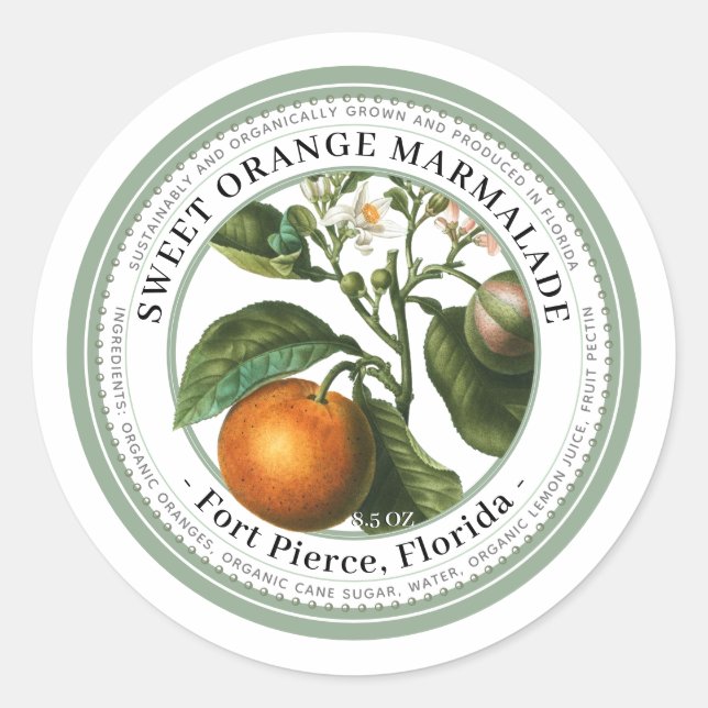 Jelly Label with Vintage Orange Illustration (Front)