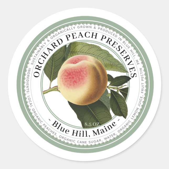 Jelly Label with Vintage Peach Illustration (Front)