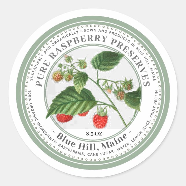 Jelly Label with Vintage Raspberries Illustration (Front)