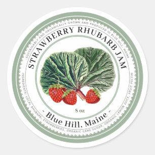 Jelly Label with Vintage Strawberry Rhubarb