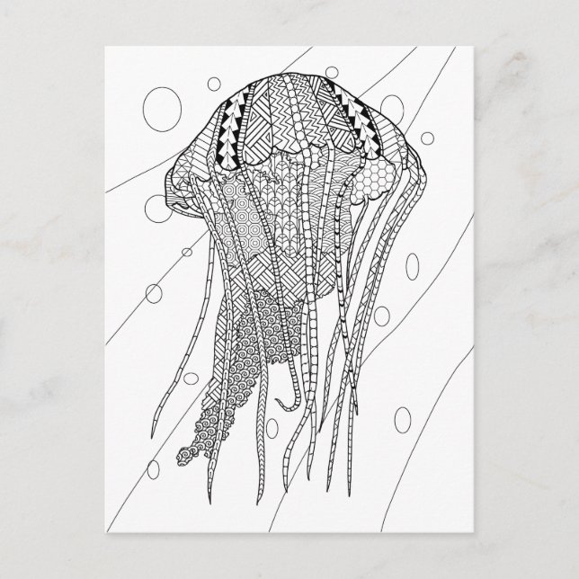 Jellyfish Adult Colouring Postcard (Front)