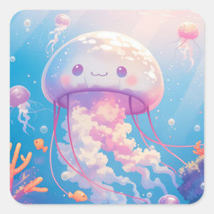 Jellyfish and Coral Wonders Square Sticker