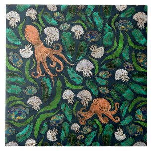 Jellyfish and Octopus Pattern Tile