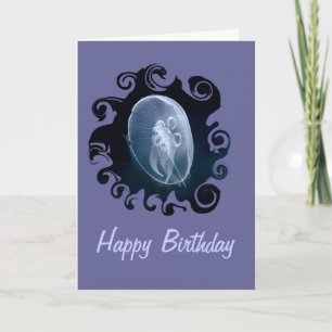 Jellyfish Bright Translucent Blue Birthday Card