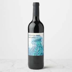Jellyfish   Captivating Grace Artsy Bottle Wine Label