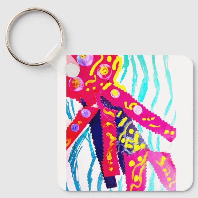 Jellyfish  colourful summer  keychain (Front)