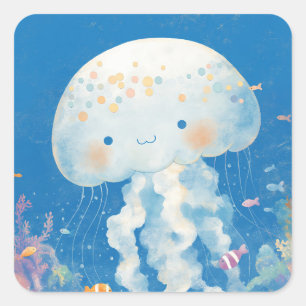 Jellyfish Coral Kingdom Glow Square Sticker