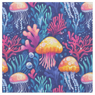 Jellyfish & Coral Reef Fabric