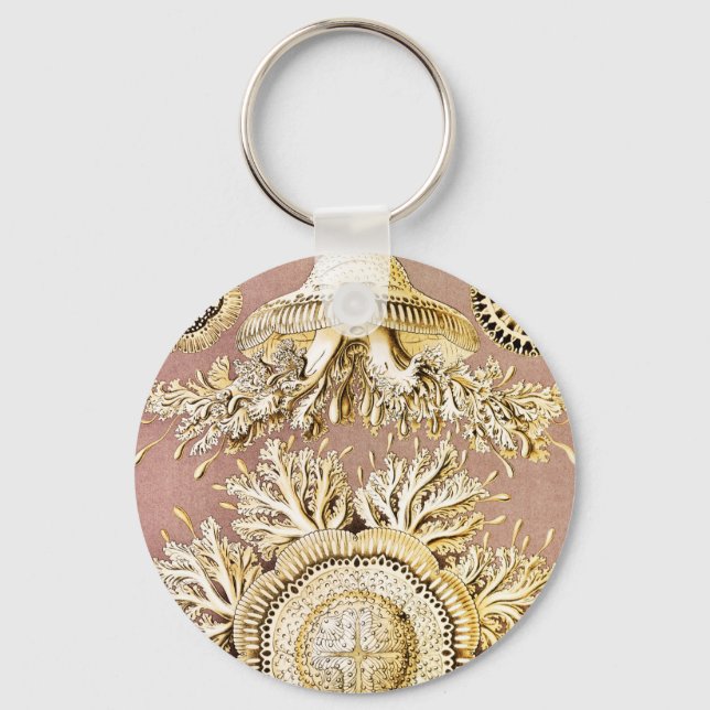 Jellyfish, Discomedusae by Ernst Haeckel Keychain (Front)