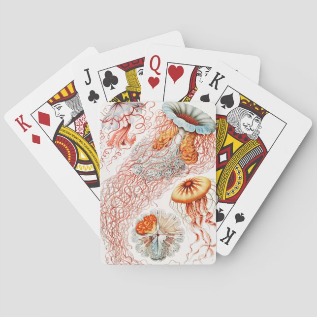 Jellyfish, Discomedusae by Ernst Haeckel Playing Cards (Back)