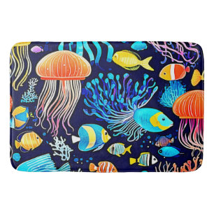Jellyfish & Fish: Deep Sea Delight Bath Mat